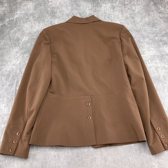 Caslon Skirt Suit Women 6/36 29W x 21L Brown‎ Button Peplum Stretch Classic 2pc - Picture 10 of 16